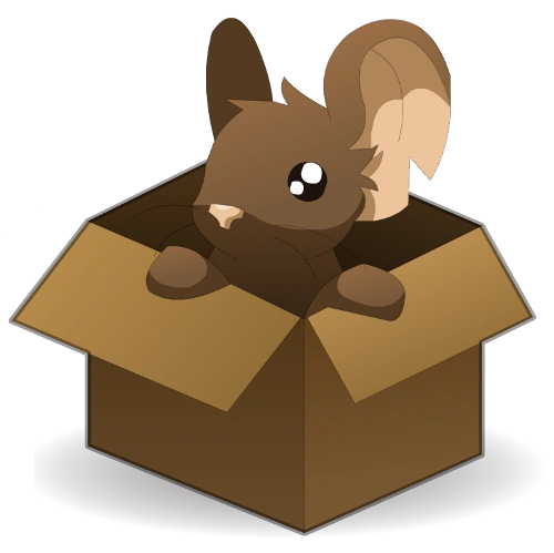 Mouse sitting inside an empty box and looking around